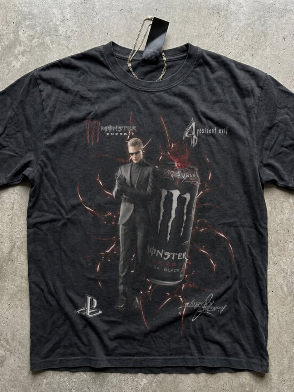 RE 4 Wesker x Ultra Black Monster Energy T Shirt